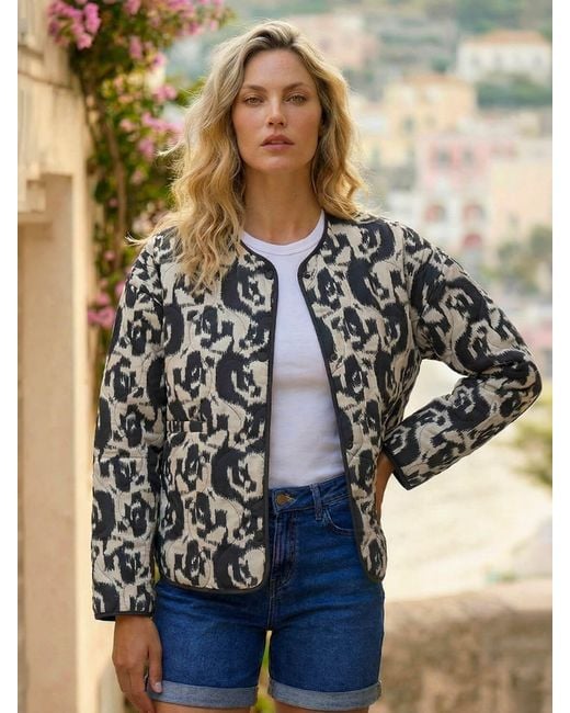 Roman White Soft Printed Quilted Jacket