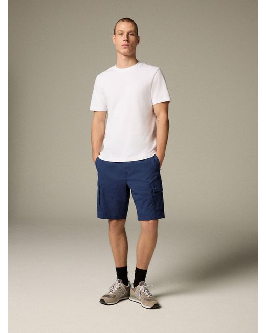 Next Blue Belted Ripstop Cargo Shorts for men