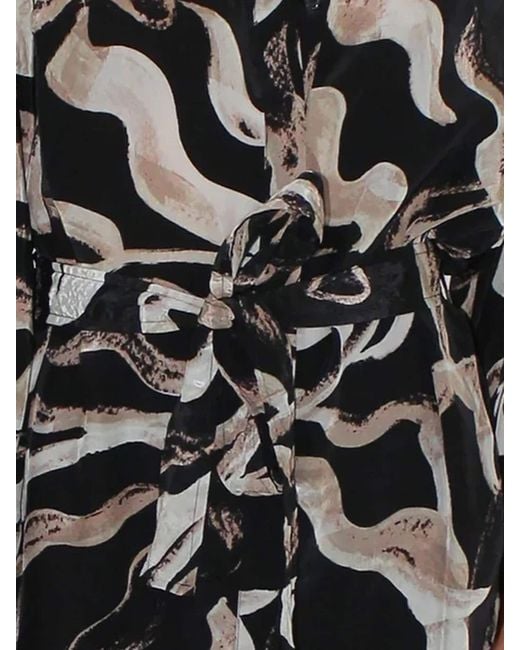 Religion Black Glory Tunic Shirt Dress With Tie Belt And Kimono Sleeves