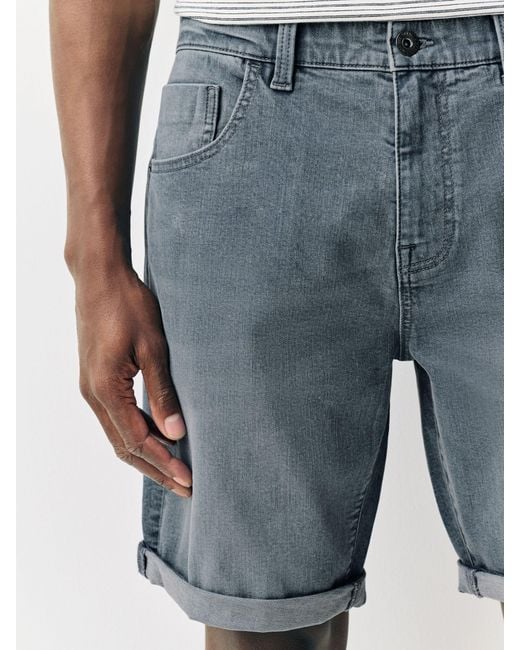 Next Blue Slim Fit Stretch Denim Shorts for men