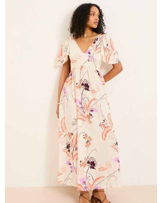 FatFace Pink Fatface Marlowe Gathered Sleeve Printed Maxi Dress