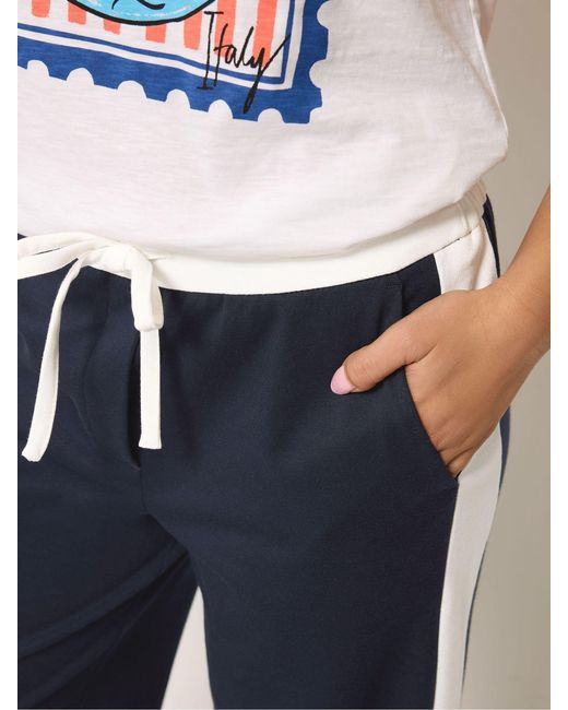 M Com Blue Petite Colourblock Trousers