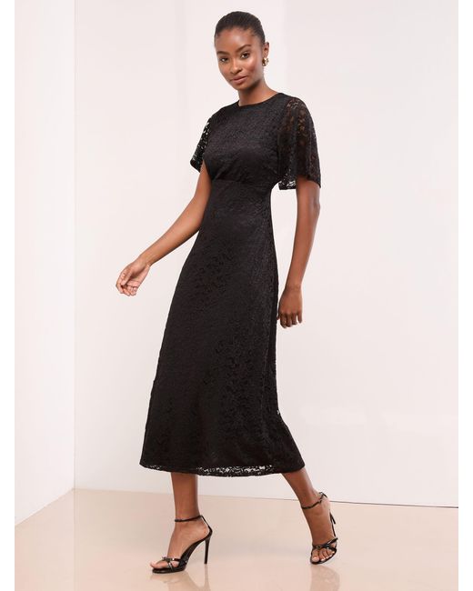 chinese dress ladies Black All-Over Lace Midi Dress Free Shipping main image 1