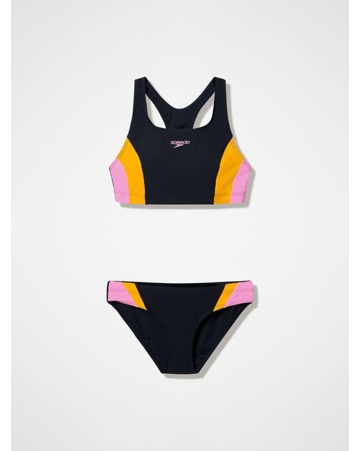 Speedo White Colourblock Splice Bikini Set