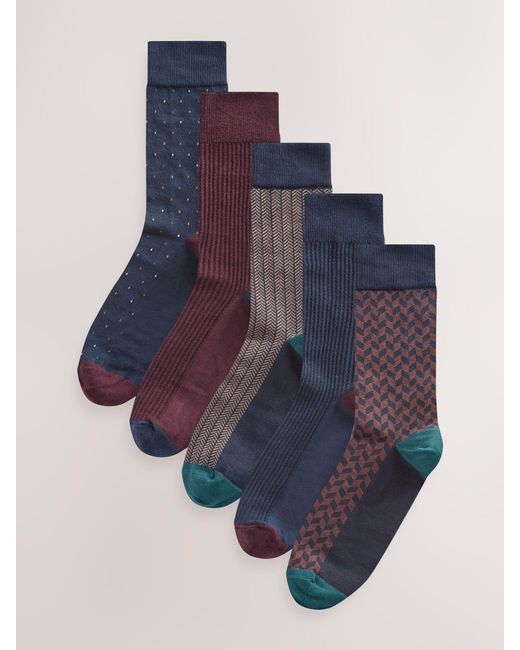Next Blue Pattern Smart Socks 5 Pack for men