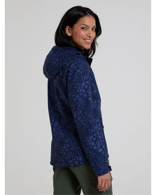 Mountain Warehouse Blue Exodus Printed Water Resistant Softshell Jacket