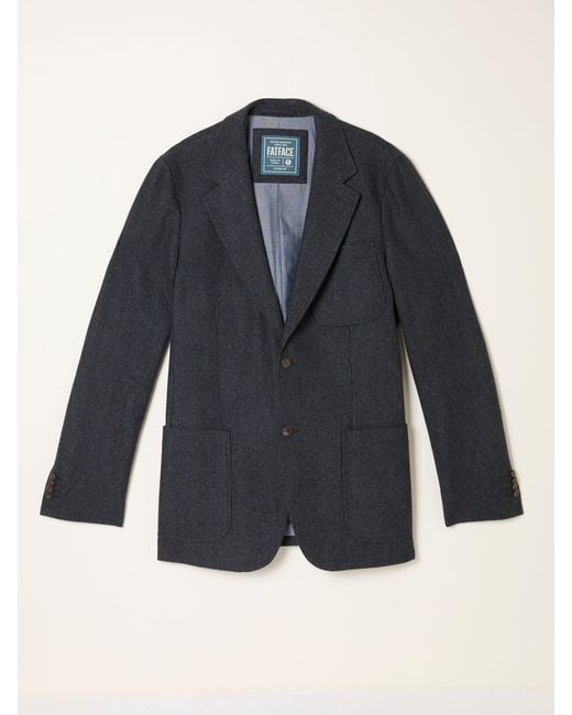 FatFace Blue Fatface Witley Wool Micro Check Blazer for men