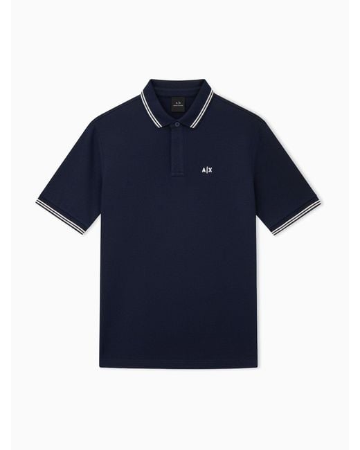 ARMANI EXCHANGE Blue Regular Fit Logo Polo Shirt for men