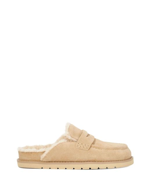 Dune Natural Goldy Lined Backless Loafers for men