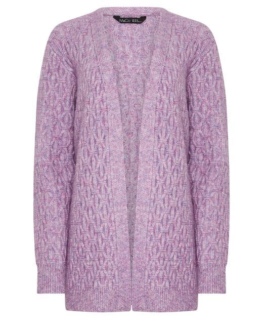 M Com Purple Chunky Cable Cardigan