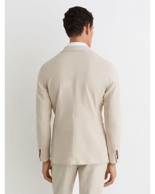 Reiss Natural Garment-Dyed Piqué Single-Breasted Suit Blazer Tailored-Fit for men