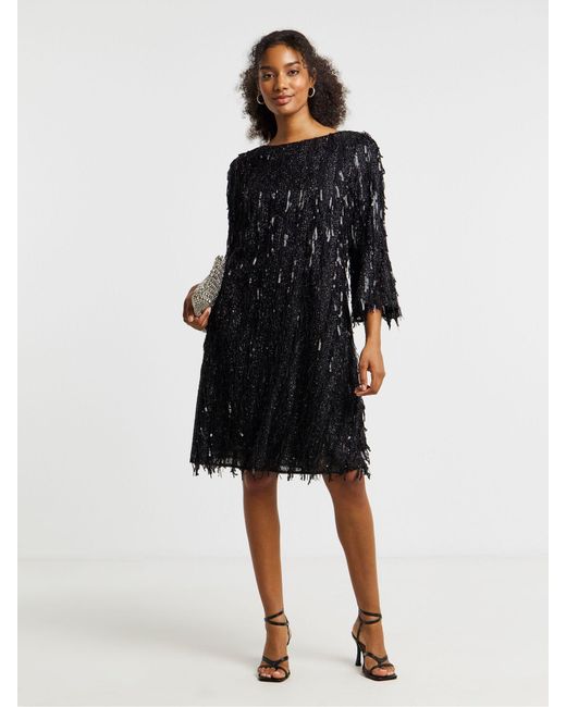 Joanna Hope Sequin Tassle Mini Shift Dress in Black | Lyst Joanna Hope Sequin Tassle Mini Shift Dress in Black | Lyst