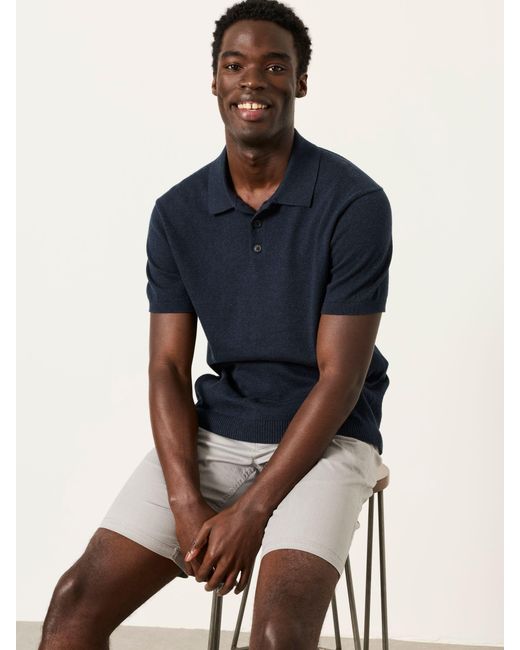 FatFace Blue Fatface Rye Knitted Polo Shirt for men