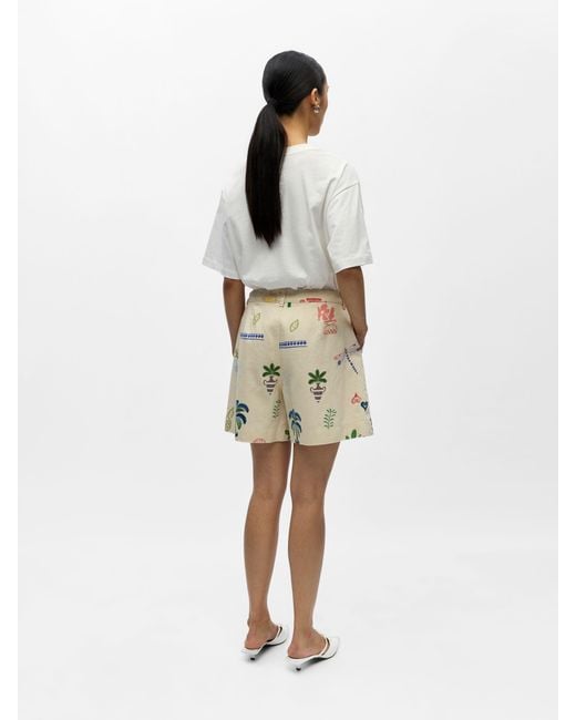 Object Natural Printed Denim Shorts