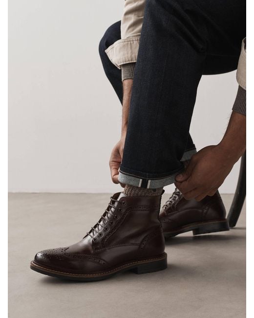 Next Black Leather Brogue Boots for men