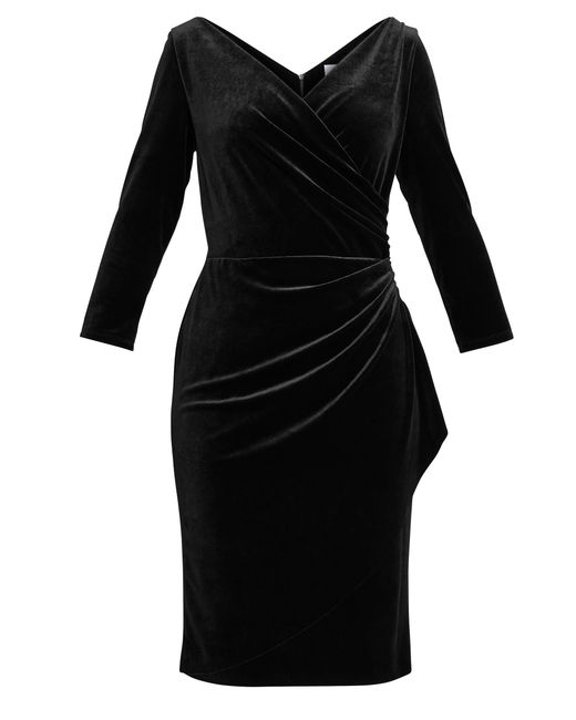 Gina Bacconi Women's Black Zoe Velvet Wrap Dress