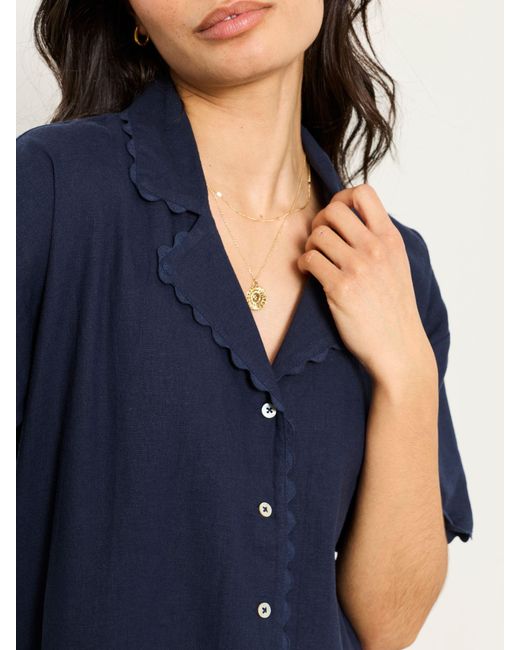 FatFace Blue Fatface Kara Petite Linen Shirt