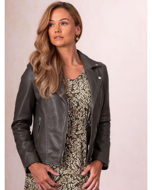 Lakeland Leather Gray Tarraby Biker Jacket