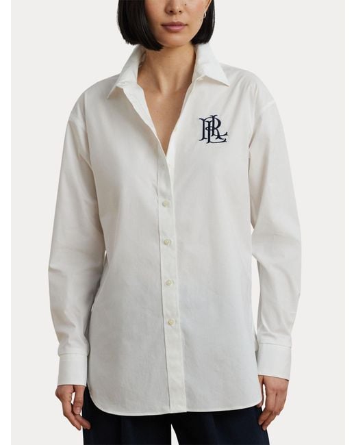 Ralph Lauren White Kotta Relaxed Fit Striped Stretch Cotton Shirt