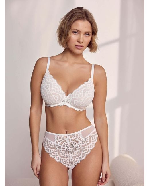 Next White High Rise High Leg Lace Knickers 2 Pack