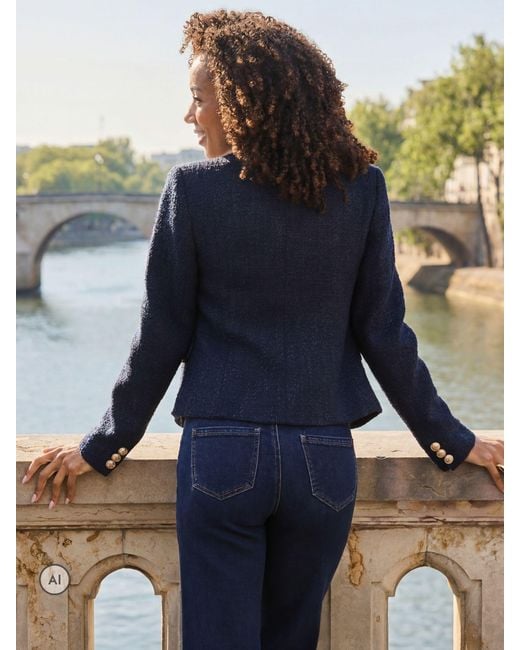 Sosandar Blue Boucle Jacket With Buttons
