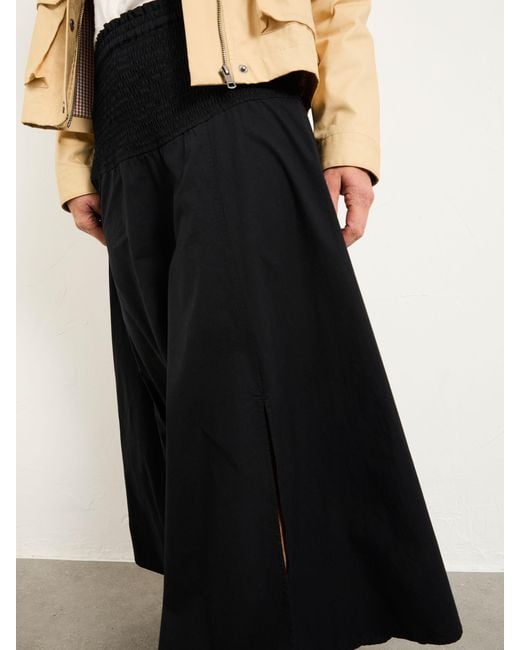 FatFace Black Fatface Harper 100% Cotton Pleated Maxi Skirt