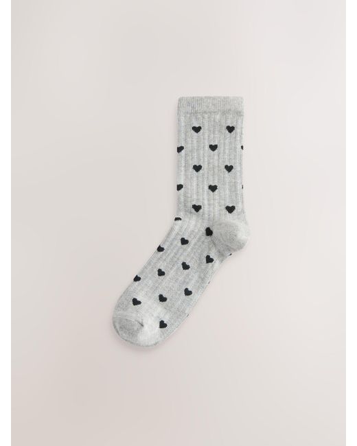 Next White Textured Heart Pattern Ankle Socks 4 Pack