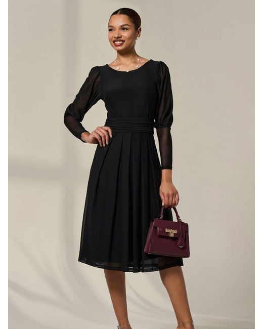 Jolie Moi Mesh Puff Long Sleeve Midaxi Dress in Black | Lyst Jolie Moi Mesh Puff Long Sleeve Midaxi Dress in Black | Lyst