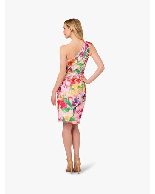 Adrianna Papell Brown Print One Shoulder Dress