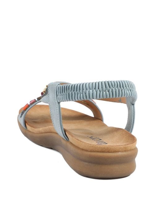 Pavers Blue Elasticated Embellished Slingback Sandals