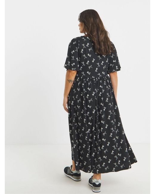 Simply Be Black Supersoft Jersey Boat Neck Pocket Midi Dress