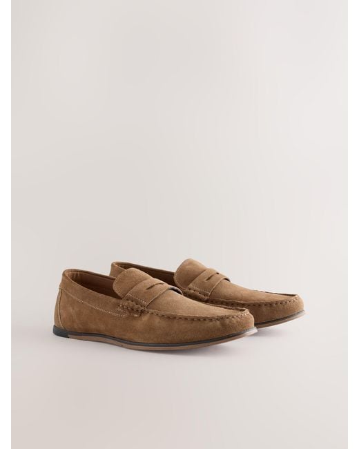 Next Natural Suede Slim Loafers for men