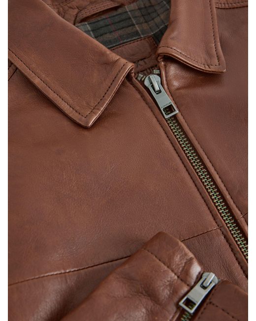 Next Brown Leather Zip Through Jacket for men