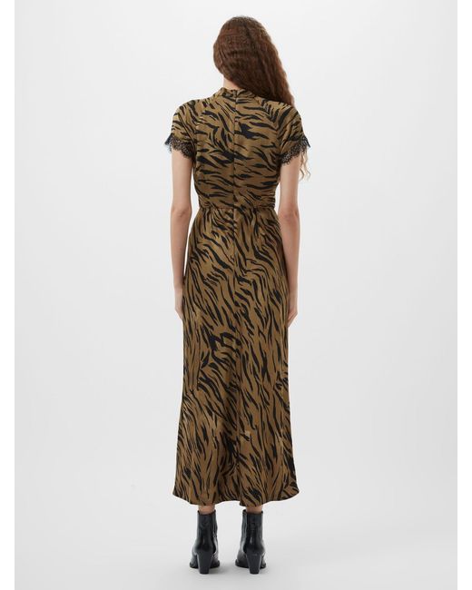 French Connection Natural Abilene Ennis Satin Lace Dress