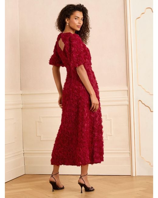 ruffles and roses midi dress Endless Rose Long-Sleeve Floral Ruffled Midi Dress