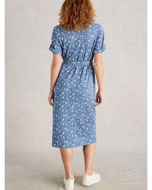 White Stuff Blue Annie Jersey Shirt Dress