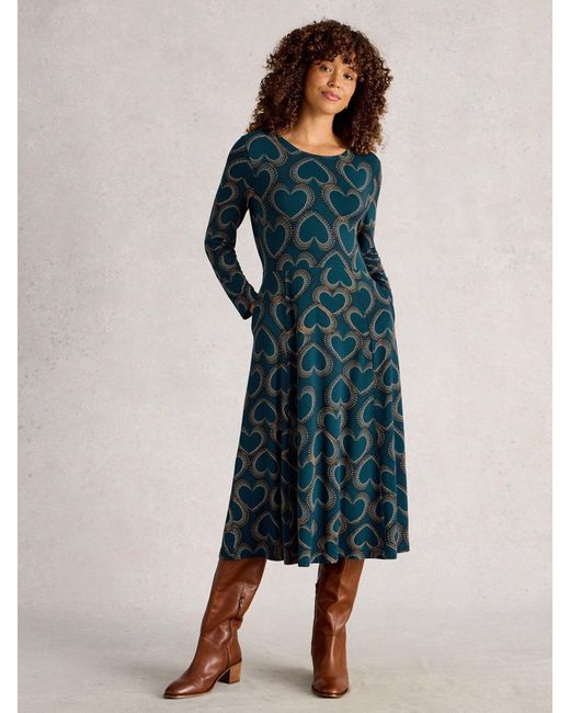 White Stuff Blue Madeline Jersey Dress