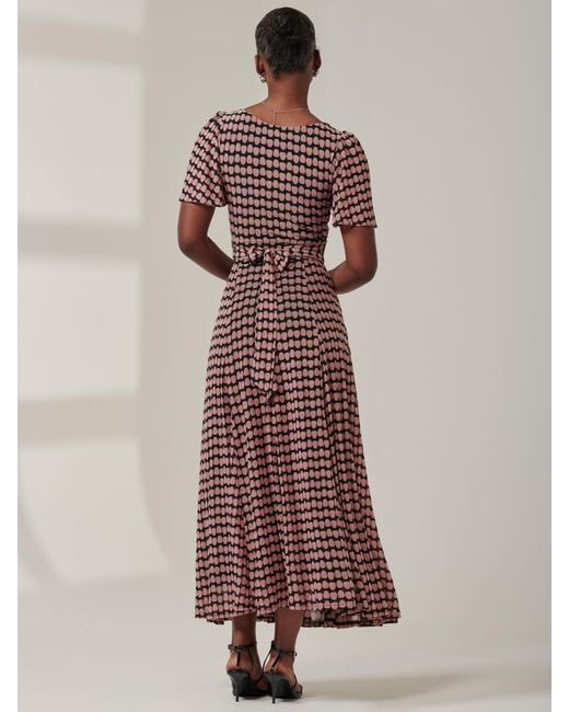 Jolie Moi Pink Spot Print Mesh Maxi Dress