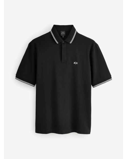 ARMANI EXCHANGE Black Regular Fit Logo Polo Shirt for men
