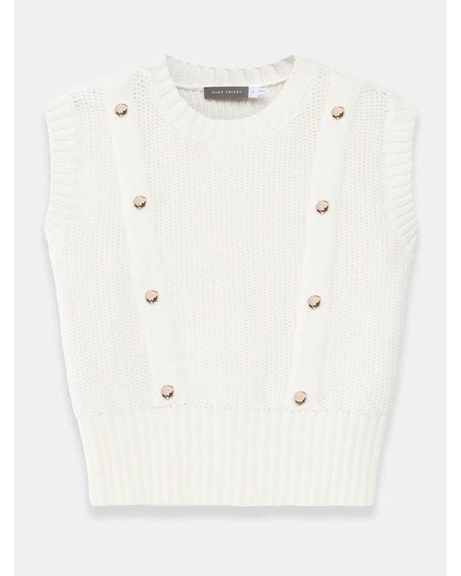 Mint Velvet Natural Cotton Button Tabard Top