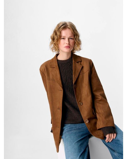 Object Brown Faux Suede Jacket