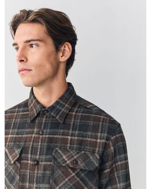 Next Black Twin Pocket Long Sleeve Check Overshirt for men