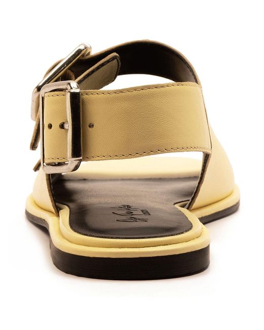 OFF THE HOOK Metallic Baker Slingback Double Strap Leather Flat Sandals