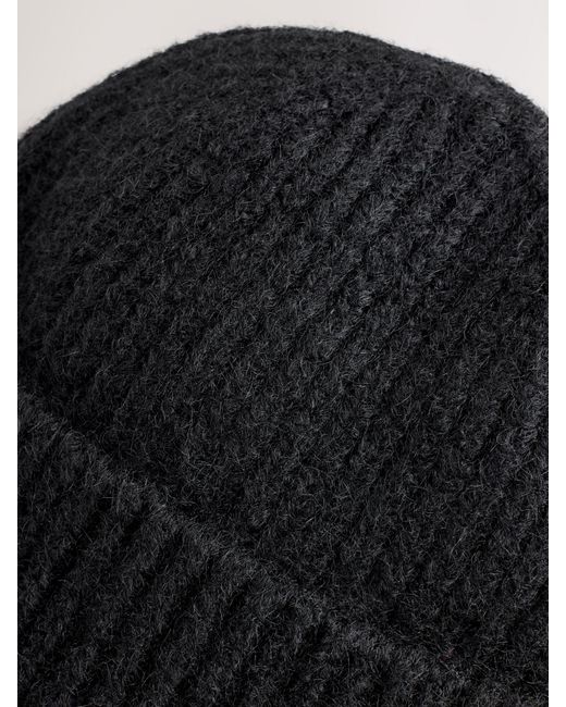 Next Black Ribbed Beanie Containing Wool Hat