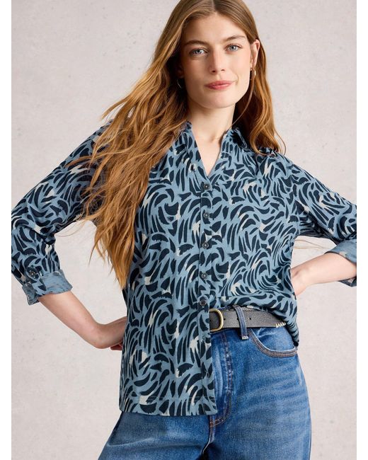 White Stuff Blue Annie Jersey Shirt