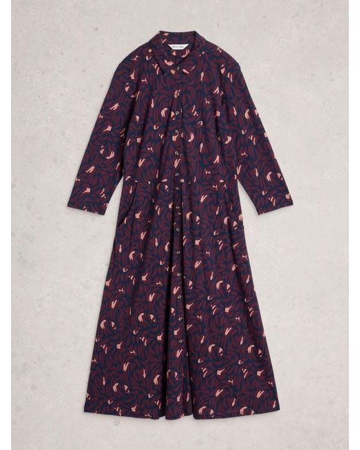 White Stuff Purple Rua Jersey Shirt Dress