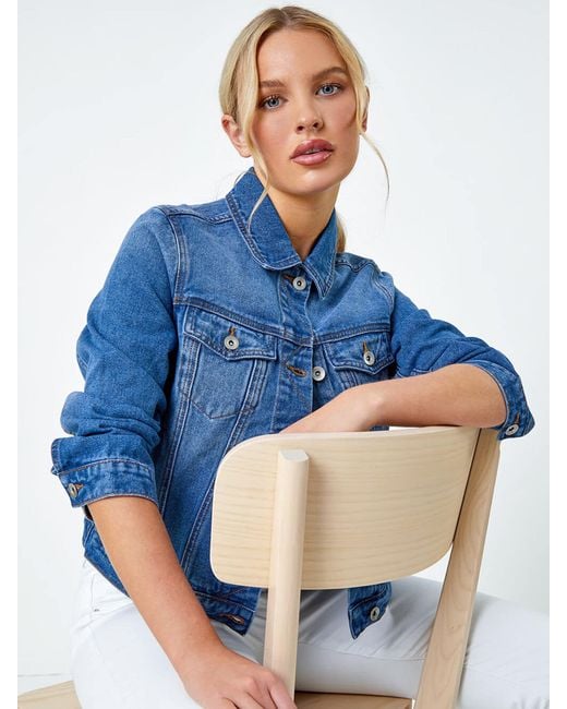 Roman Blue Petite Bleached Denim Jacket