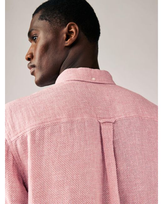 Next Kurzärmliges Hemd Aus Baumwoll-Leinenmischung in Pink für Herren
