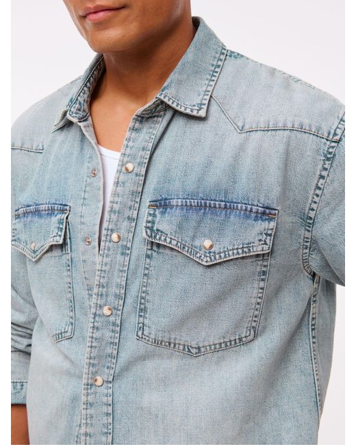 Abercrombie & Fitch Blue Denim Button-Up Shirt for men