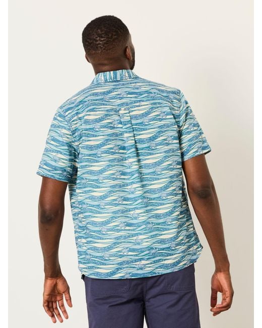 FatFace Blue Fatface Short Sleeve Turtle Print Shirt for men
